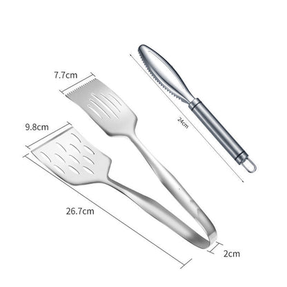 Stainless Steel BBQ Spatula and Food Clip Utensils by Endo33 Markets