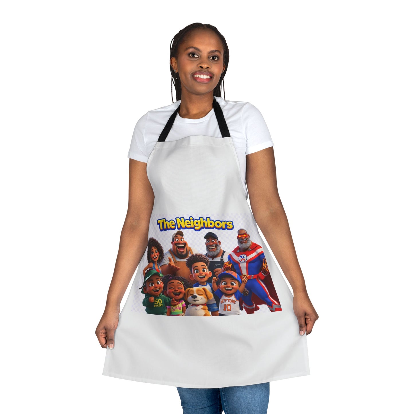 The Neighbors Cartoon Family Apron — Kid-Friendly Cooking & BBQ Gift by Printify