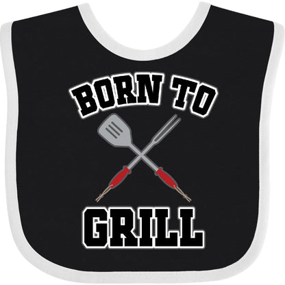 inktastic BBQ Born To Grill Gift Baby Bib Black and White 39823 by Endo33 Markets