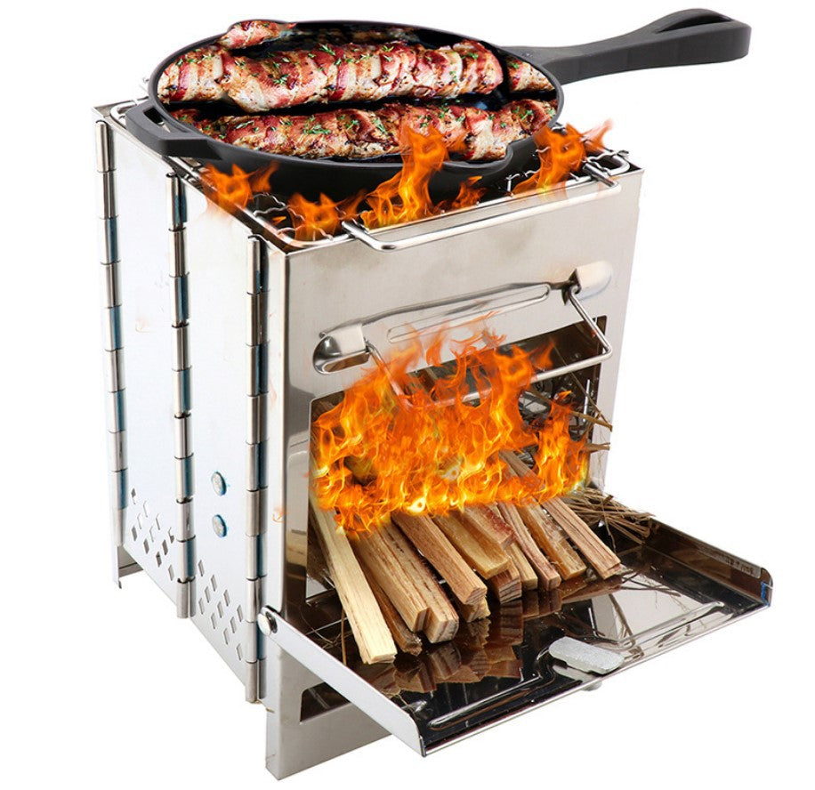 Portable Mini Square Fire Pit BBQ Grill (Stainless Steel) by Endo33 Markets