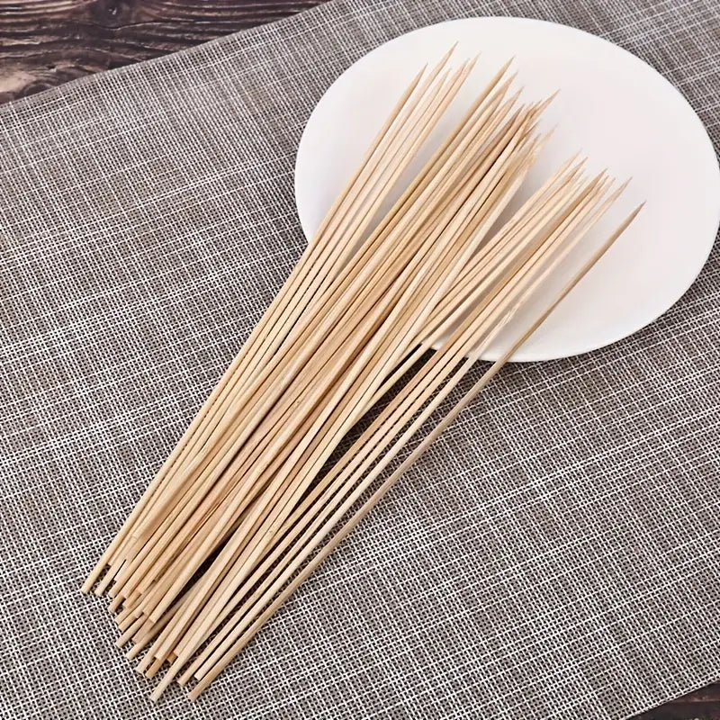 100 Natural Bamboo Skewers for BBQ and Parties by Endo33 Markets