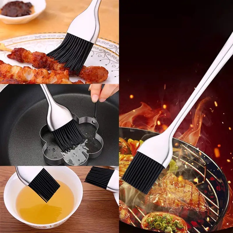 Silicone BBQ Brush with Stainless Steel Handle by Endo33 Markets