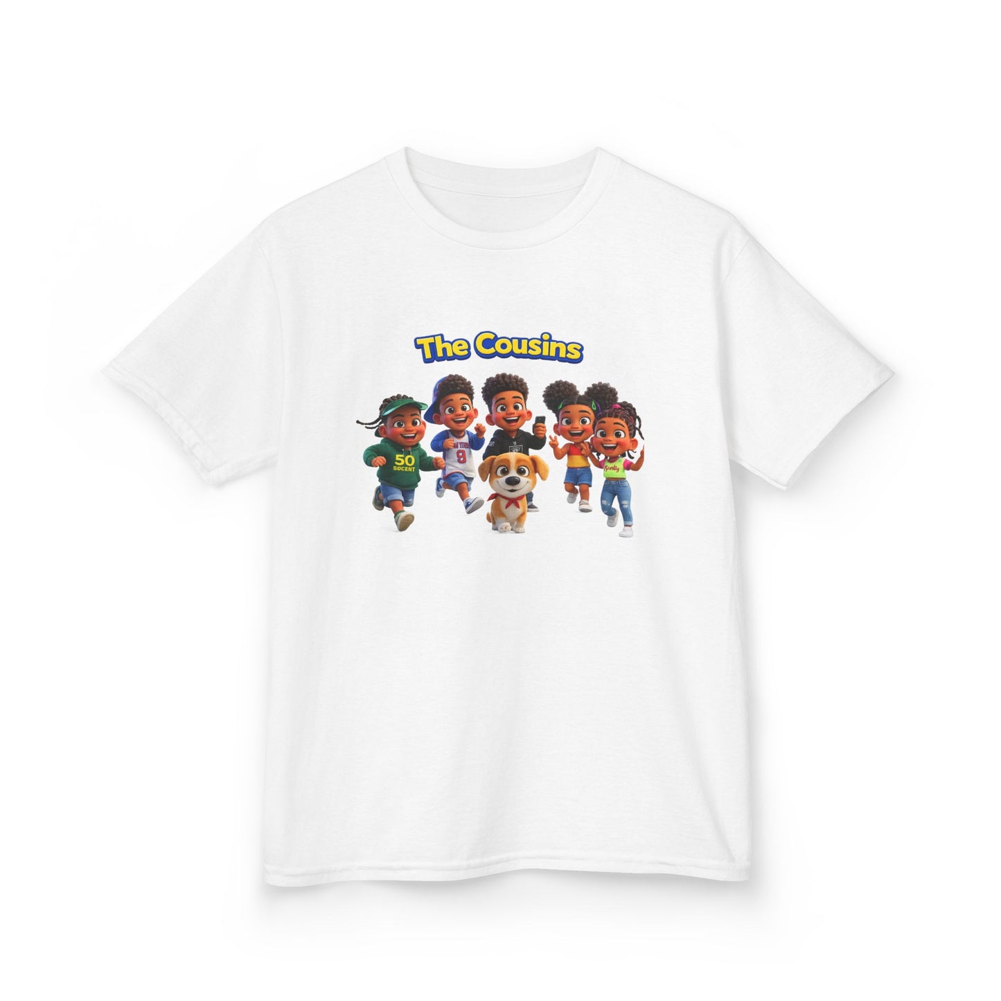 Kids Tee — "The Cousins" Cute Cartoon Family Shirt by Printify