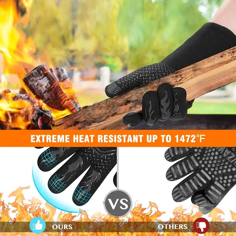 Heat Resistant Silicone BBQ Mitts for Cooking (1 Pair) by Endo33 Markets