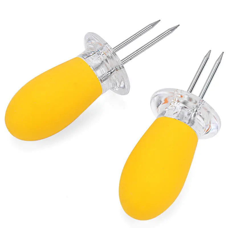 Stainless Steel Double Prong Corn Stick Holder for BBQ by Endo33 Markets