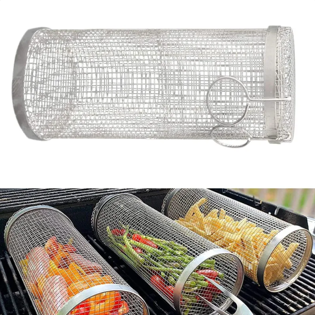 Rolling BBQ Grill Basket by Endo33 Markets