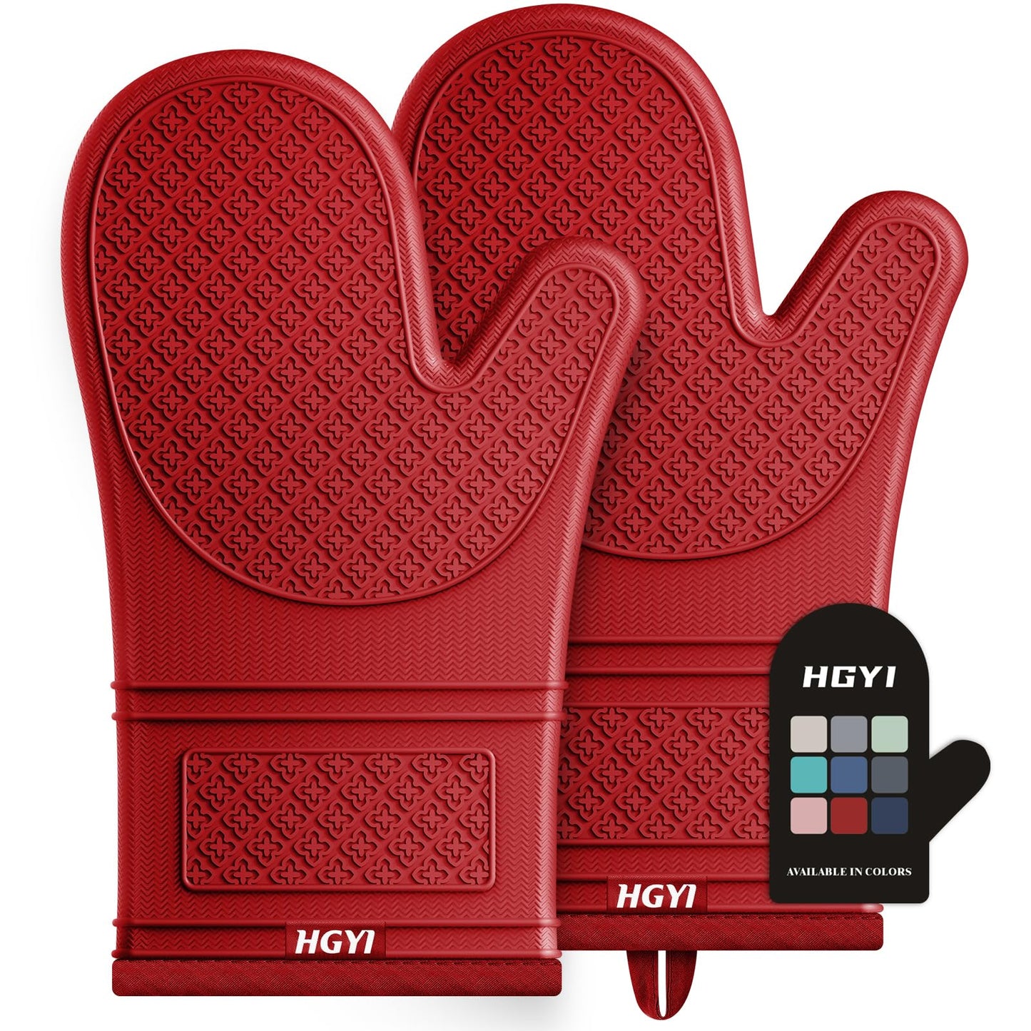 Silicone Oven Mitts Heat Resistant Oven Gloves with Quilted Liner Waterproof & Non-Slip Kitchen Mittens for Baking Cooking BBQ 500°F 12.5"-Red by Endo33 Markets