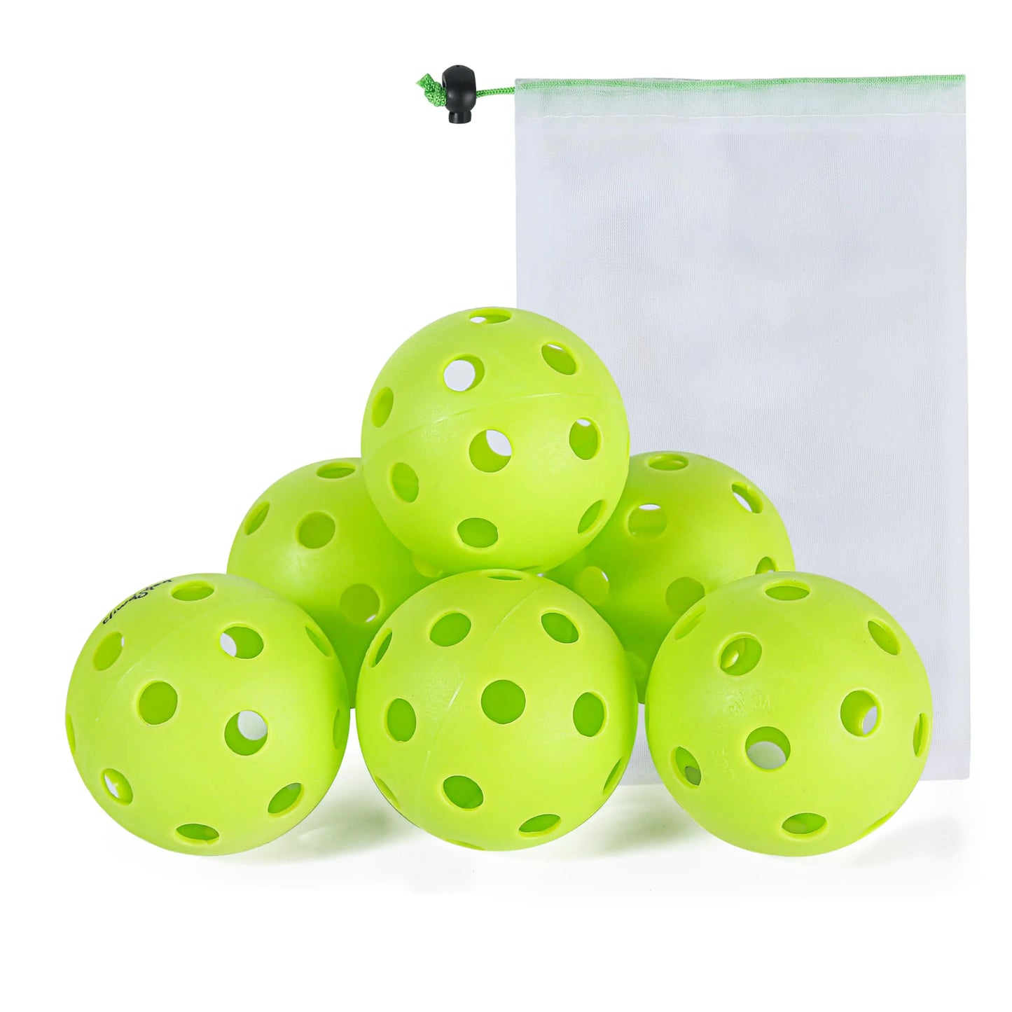 Eliwdshen Pickleball Sports Set Indoor Court Pickleball Balls 6-Pack 26 Holes with Mesh Bag High Elasticity & Durable for All Style Pickleball Paddles(Green) by Endo33 Markets