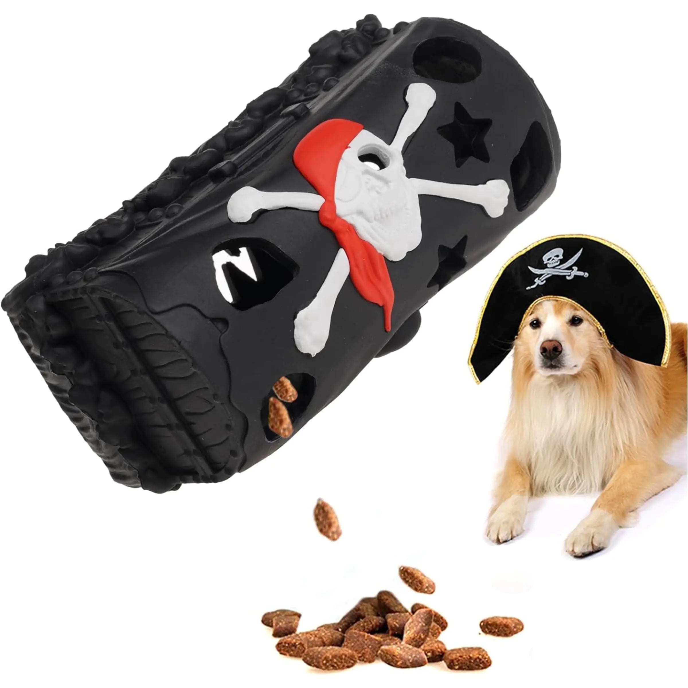 LapDog New Pirate Treasure Chest Interactive Dog Toys Fun Puzzle Toys for Small Medium Large Dogs Dog Chew Toys for Teething Training Dog Enrichment Toys (Treasure Chest Large)