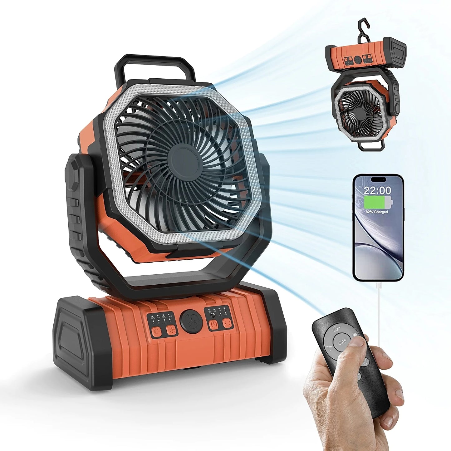 Outdoor Household Power Bank LED Light Camping Fan by Endo33 Markets