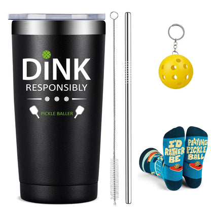 Fufandi Pickleball Gifts for Men Women - Pickle Ball Dink Responsibly - Gifts for Pickleball Lovers - Christmas Birthday Gifts for Pickleball Lovers Pickleball Player Pickleball Coach - Tumbler by Endo33 Markets