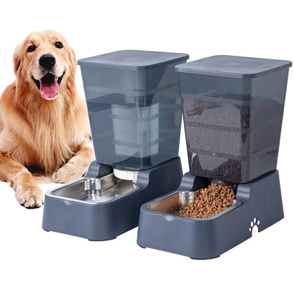 Meikuler Pets Auto Feeder 5.2LFood Feeder and Water Dispenser Set for Medium & Large Dogs Cats and Pets Animals (Navy) by Endo33 Markets