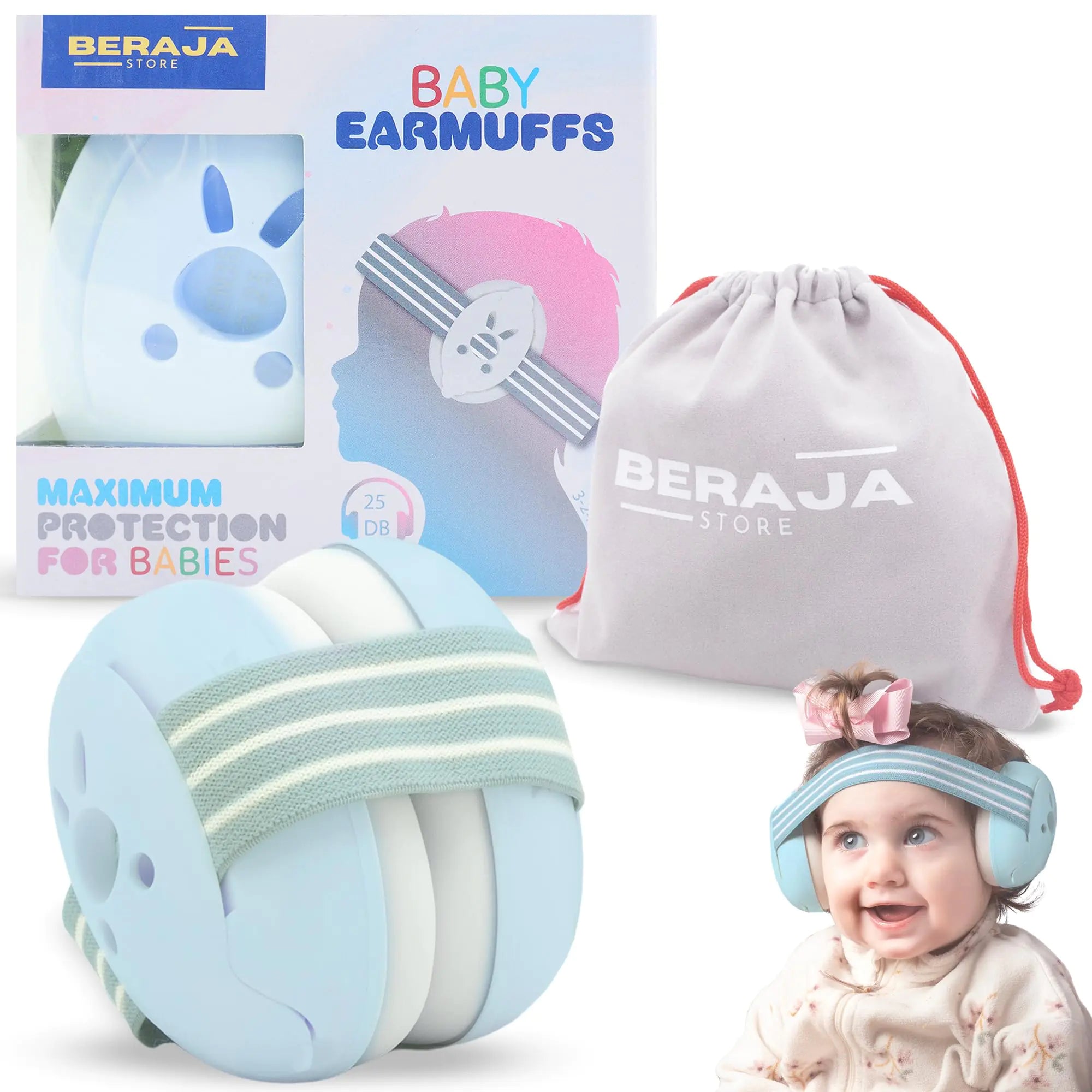 Beraja Store Baby Ear Muffs Noise Protection- Baby Ear Muffs Noise Protection - Baby Noise Cancelling Headphones - Baby Ear Protection (Blue)