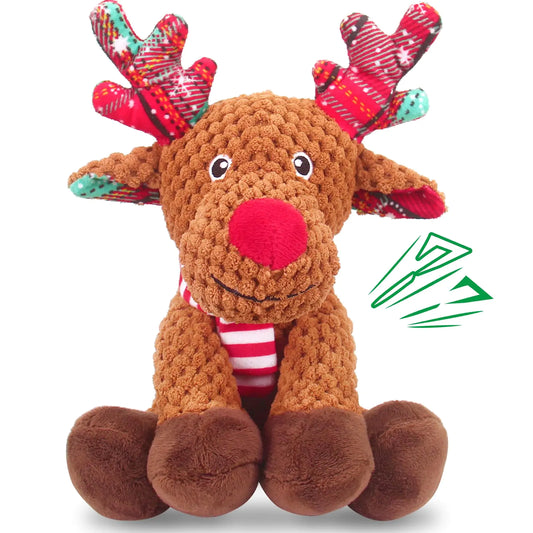 Christmas Dog Toys Dog Squeaky Toys with Crinkle Paper Interactive Plush Puppy Chew Toys Cute Reindeer Dog Funny Toys Dog Gifts for Small Medium Large Dogs by Endo33 Markets