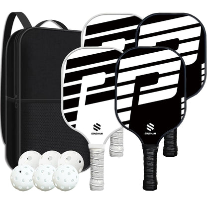 SINSHAM Pickleball Paddles Set of 4 Graphite Pickleball Rackets Honeycomb Core Pickleball Set Includes 4 Pickleball Paddles+6 Pickleball Balls+1 Bag by Endo33 Markets