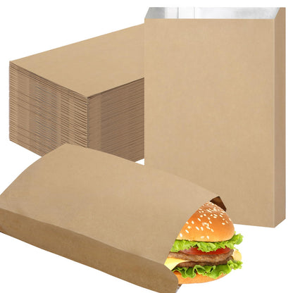 EUSOAR Disposable Hamburger Wrappers Bags 200pcs 7.5"x11.9"x2" Foil Sandwich Bags Food Storage Grease Bags Disposable for Hot Food Bakery Cookies Treats Snack BBQ Take-out by Endo33 Markets