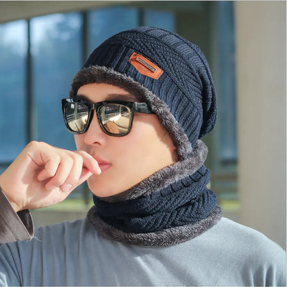 Men's Outdoor Warm Scarf & Fluff Hat by Endo33 Markets