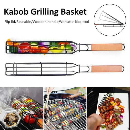 Portable Stainless Steel BBQ Grilling Basket Tool by Endo33 Markets