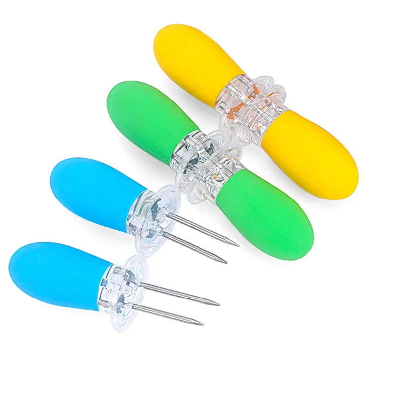 Stainless Steel Double Prong Corn Stick Holder for BBQ by Endo33 Markets