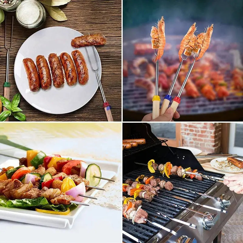 Telescopic BBQ Fork - 32 Inch Roasting Sticks by Endo33 Markets