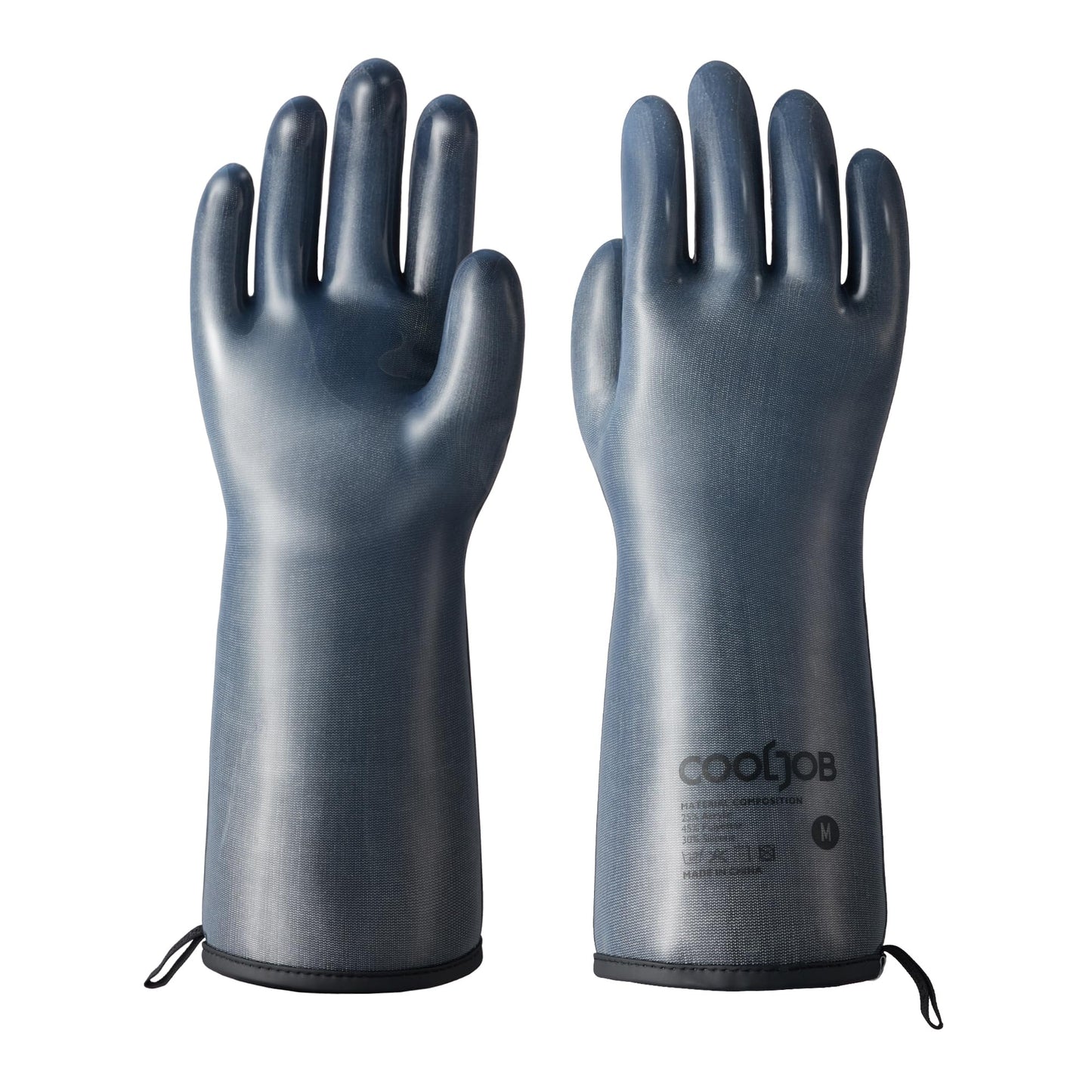 COOLJOB Heat Resistant Oven Gloves Waterproof Liquid Silicone BBQ Grilling Gloves for Barbecue Kitchen Cleaning Baking Food Contact Black Medium by Endo33 Markets