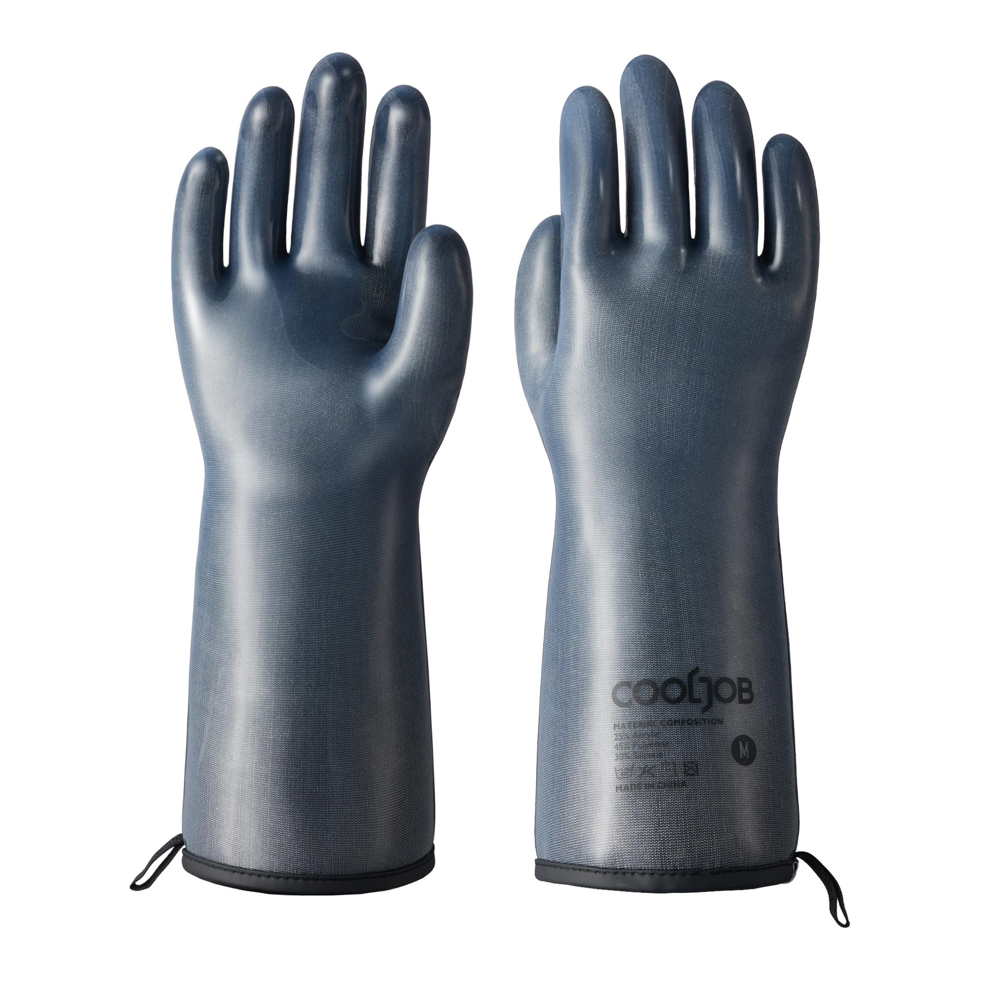COOLJOB Heat Resistant Oven Gloves Waterproof Liquid Silicone BBQ Grilling Gloves for Barbecue Kitchen Cleaning Baking Food Contact Black Medium by Endo33 Markets