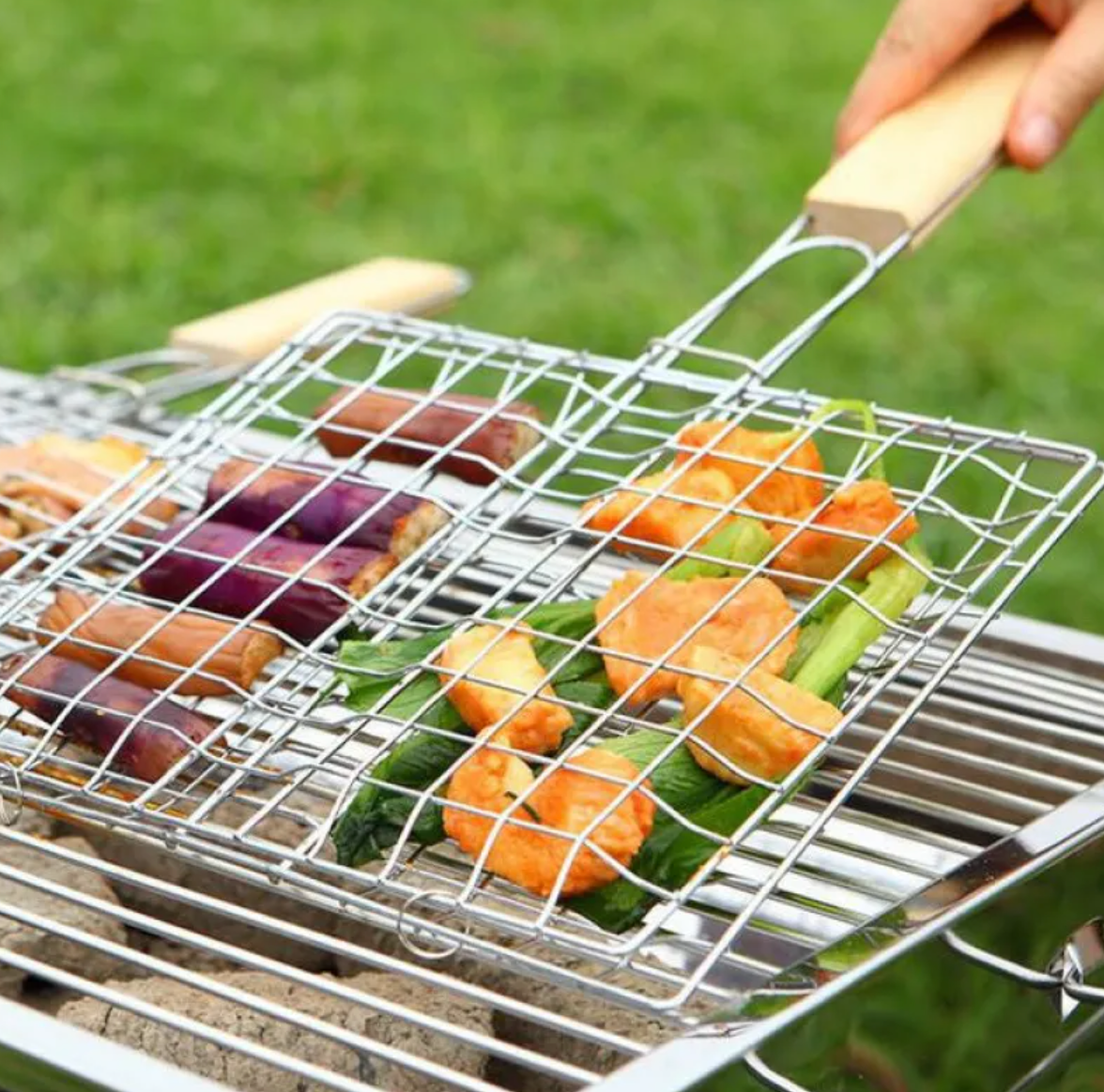 Square Outdoor Grill with Wooden Handle by Endo33 Markets