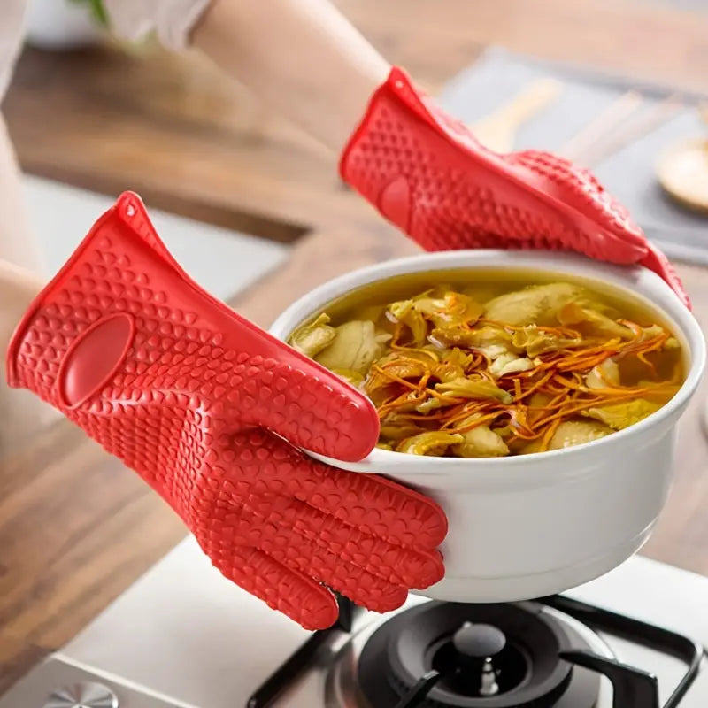 Heat-Resistant Non-Slip Silicone BBQ Kitchen Gloves by Endo33 Markets