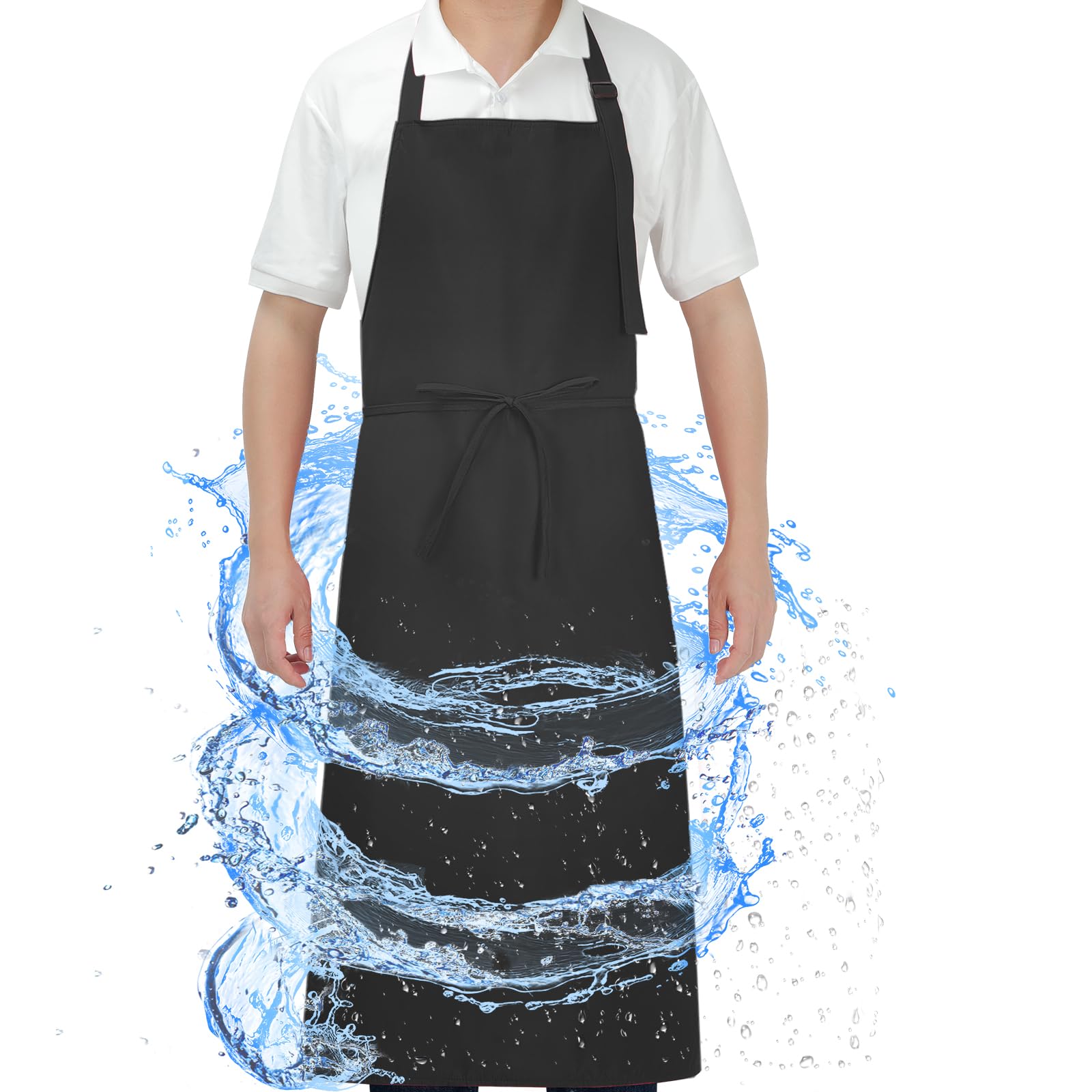 SHEOMERN Dual Waterproof Long Apron Anti-Tear Lightweight Cloth Apron for Dishwasher Dish Washing Dog Grooming Lab Cleaning Kitchen Chef Cooking BBQ Painting Butcher for Women & Men (Black) by Endo33 Markets