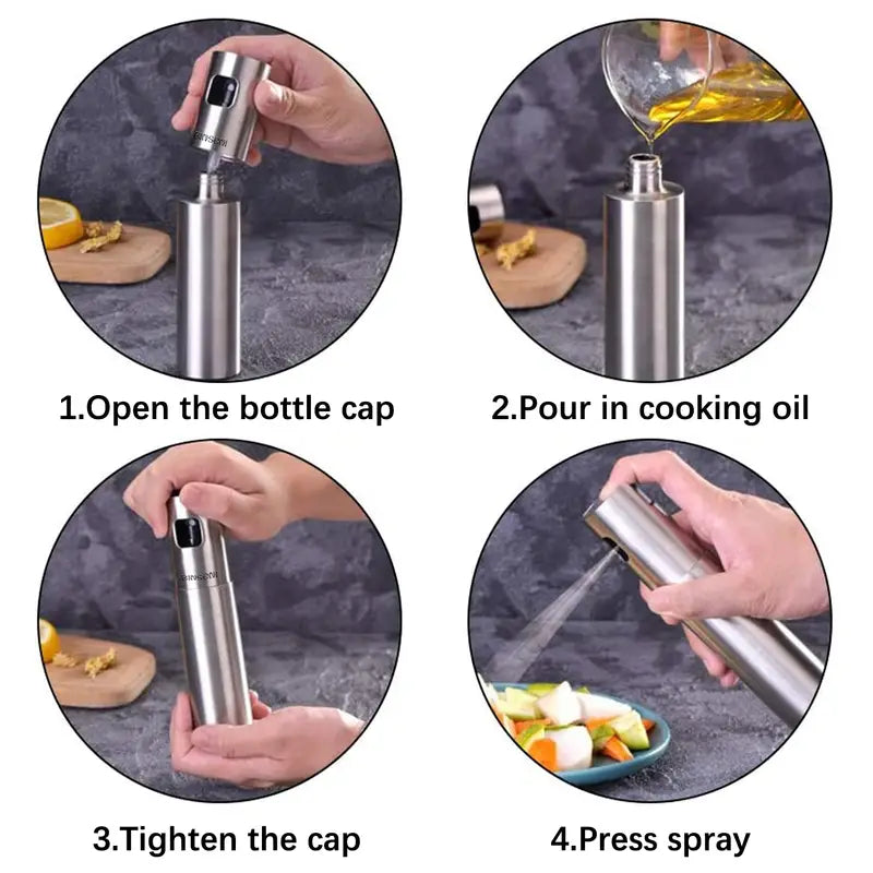 Stainless Steel BBQ Fuel Spray Bottle with Brush & Funnel by Endo33 Markets
