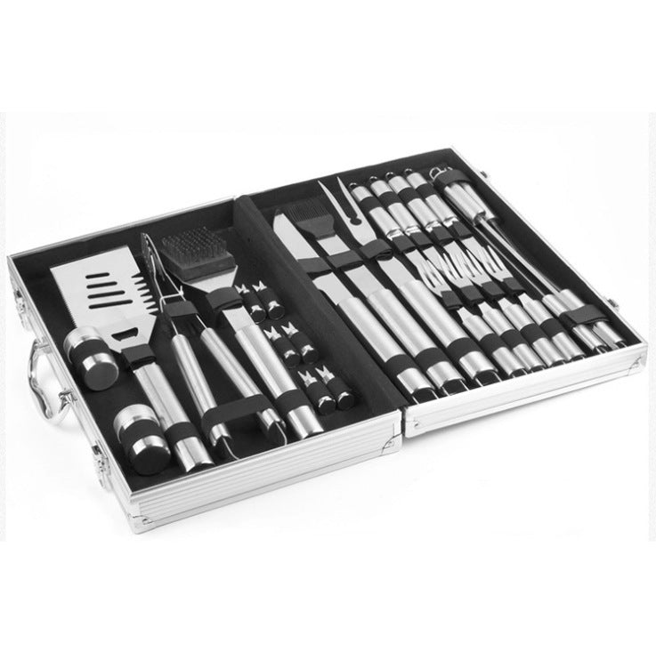 Aluminum Box BBQ Grill Set with Stainless Steel Tools by Endo33 Markets