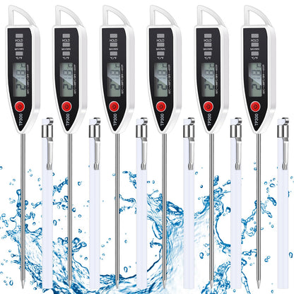 Copkim 6 Sets Waterproof Food Thermometer for Water Liquid Candle and Cooking Digital Meat Thermometer with Long Probe Instant Read Thermometer for Kitchen BBQ Grill Candy (White) by Endo33 Markets