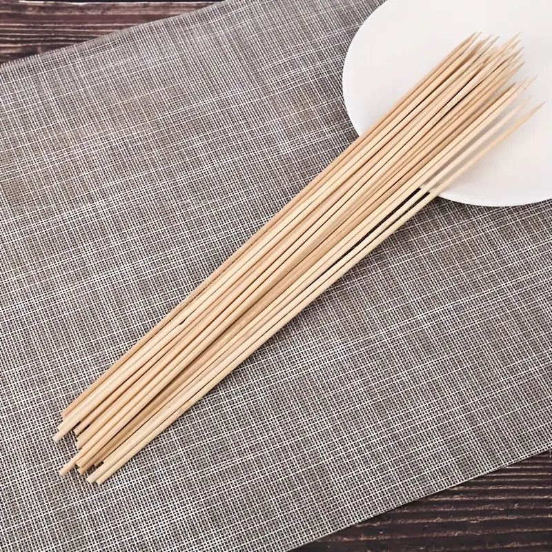 100 Natural Bamboo Skewers for BBQ and Parties by Endo33 Markets