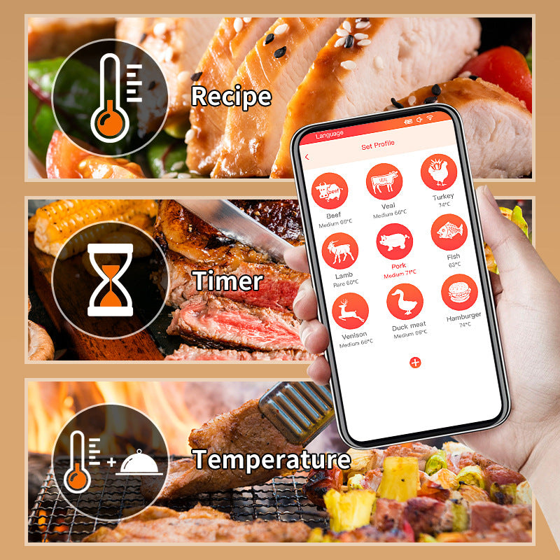 Wireless BBQ Meat Thermometer with Bluetooth for Cooking by Endo33 Markets