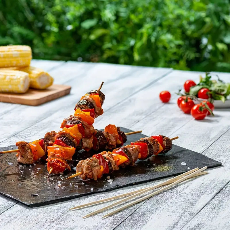 100 Natural Bamboo Skewers for BBQ and Parties by Endo33 Markets
