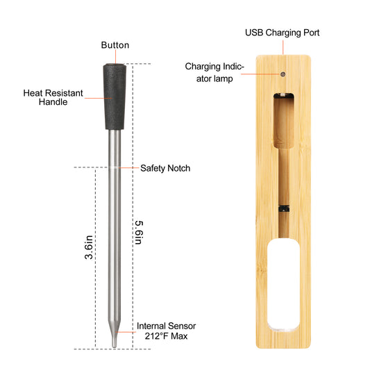 Wireless Bluetooth BBQ Thermometer with Probe by Endo33 Markets