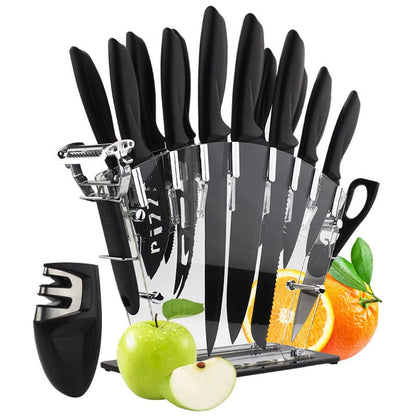 Stainless Steel Kitchen Knife Set with Scissors & Pizza Knife by Endo33 Markets