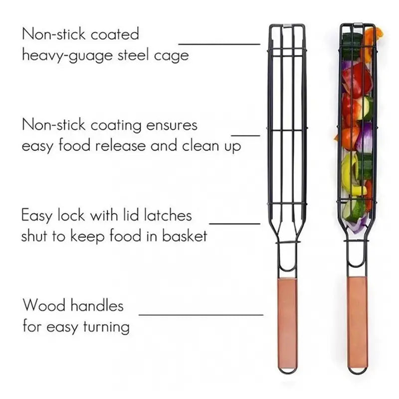 Portable Stainless Steel BBQ Grilling Basket Tool by Endo33 Markets