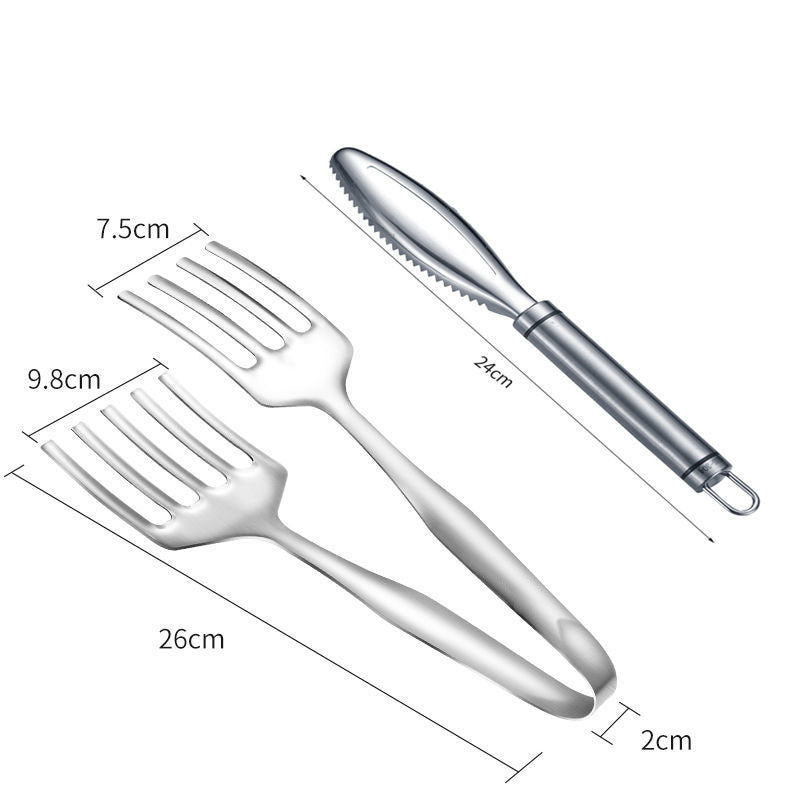 Stainless Steel BBQ Spatula and Food Clip Utensils by Endo33 Markets