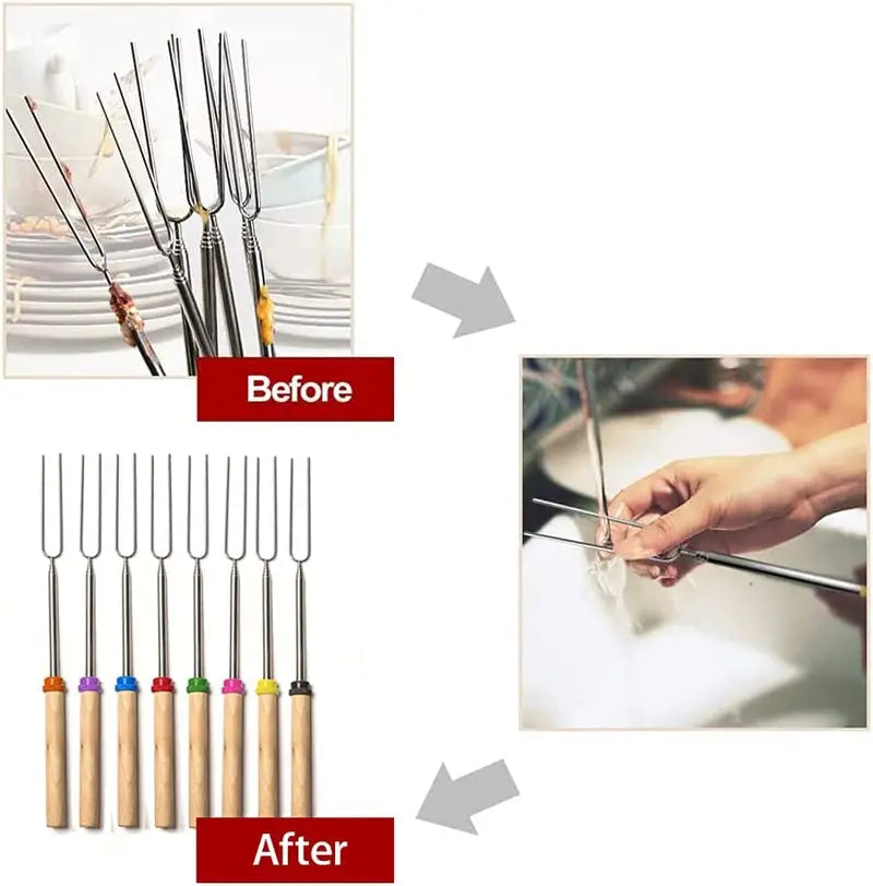 Telescopic BBQ Fork - 32 Inch Roasting Sticks by Endo33 Markets