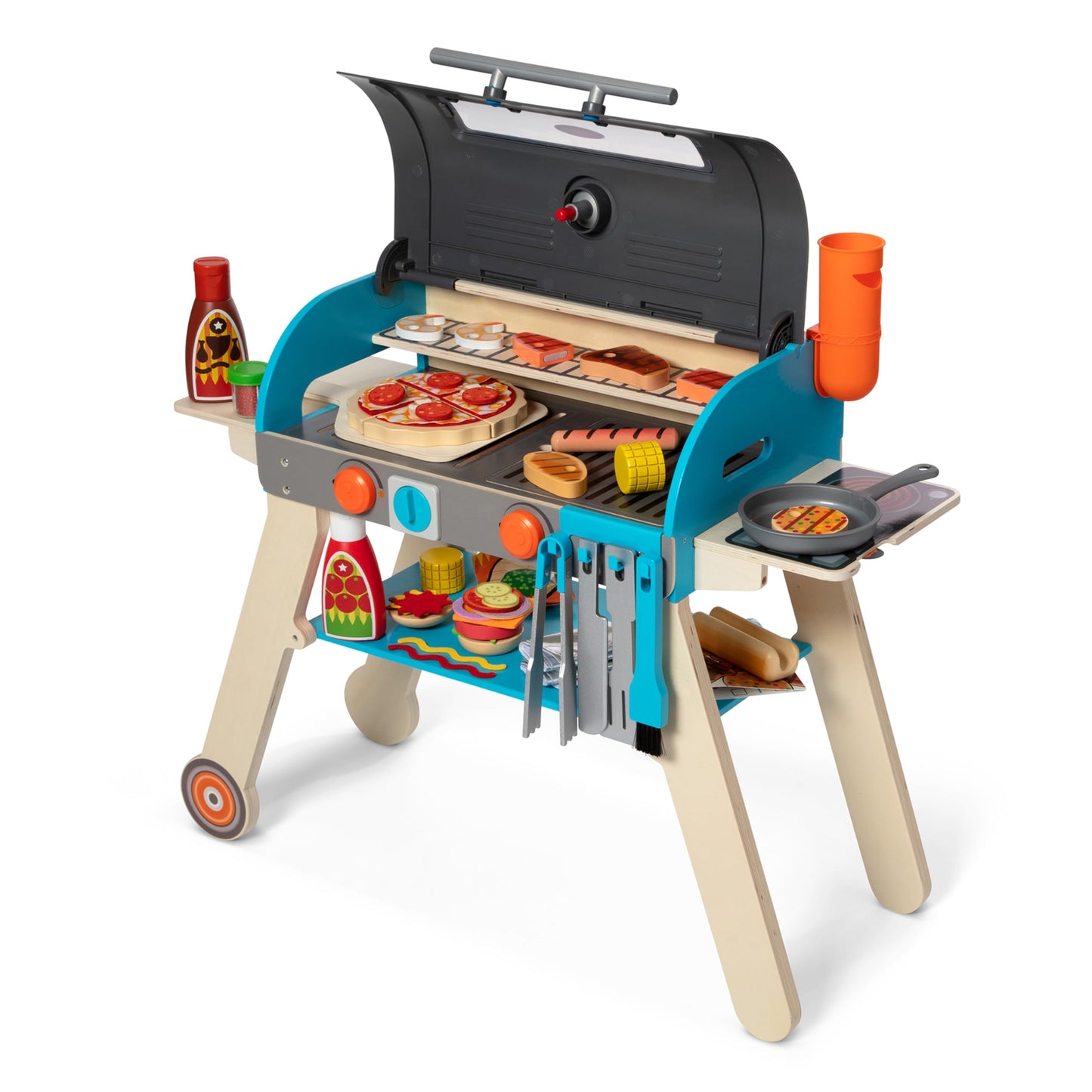 Melissa & Doug Wooden Deluxe Barbecue Grill Smoker and Pizza Oven Play Food Toy for Pretend Play Cooking for Kids - FSC Certified by Endo33 Markets