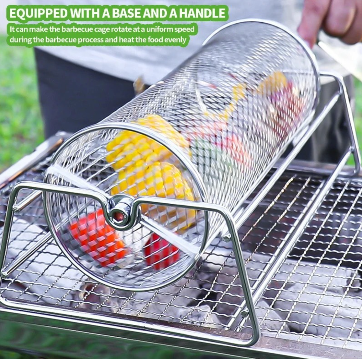 Rotating BBQ Mesh Basket by Endo33 Markets