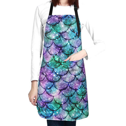 Duduho Glitter Mermaid Scales Waterproof Apron With 2 Pockets Kitchen Chef Bib For Men Women Cooking BBQ Drawing Gardening by Endo33 Markets