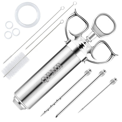 QPMR Meat Injector Syringe Kit 2-oz Large Capacity Marinade Turkey Injector with 3pcs Stainless Steel Marinade Injector Needles for BBQ Grill Smoker & Turkey & Brisket by Endo33 Markets