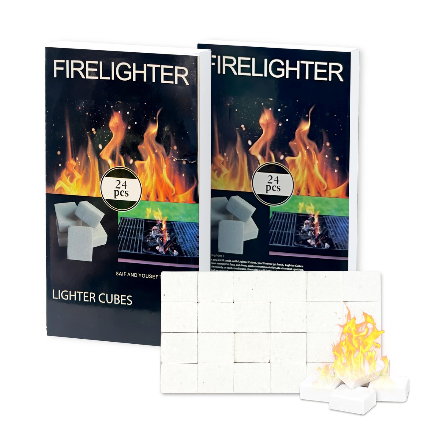 Bhyhok 48 Pcs Fire Starter Squares All Weather Fire Starters Cubes for Camping Fireplaces Stoves Grills and BBQ - 48 Counts by Endo33 Markets