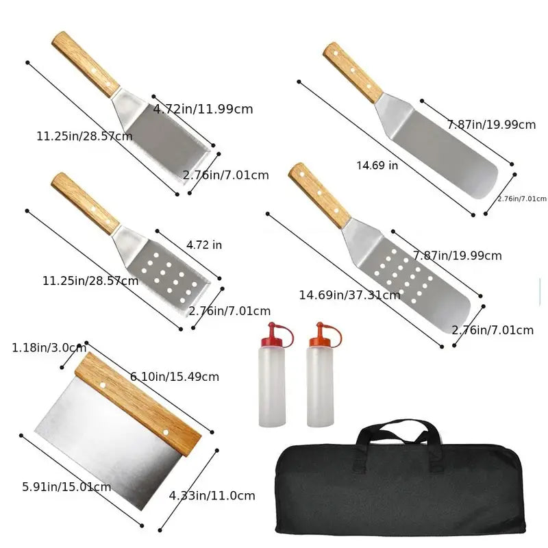8pcs Stainless Steel BBQ Tools for Outdoor Cooking by Endo33 Markets