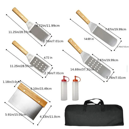 8pcs Stainless Steel BBQ Tools for Outdoor Cooking by Endo33 Markets