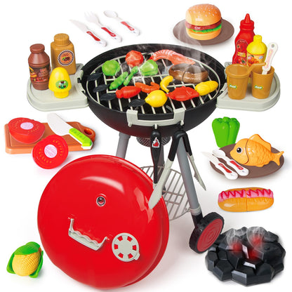Upgrade 79PCS Toy BBQ Grill SetKitchen Toy SetToddler Grill Playset with Realistic SprayLight&Sound Interactive BBQ Toy Set for KidsChristmas Birthday Gift for Boys Girls Kids by Endo33 Markets