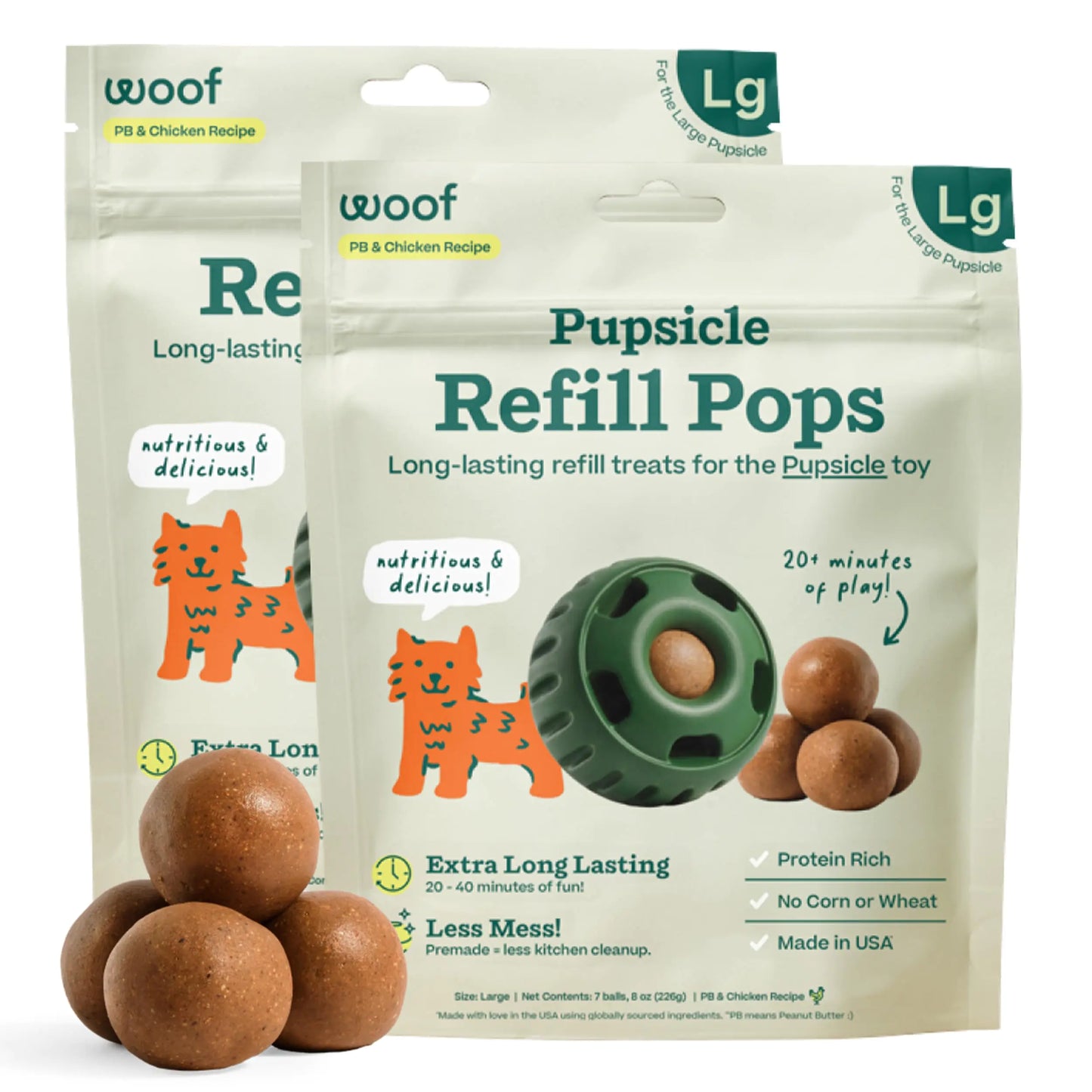 WOOF Pupsicle Refill Pops Delicious Long Lasting Dog Treats Pre-Made Pupsicle Refills for Dogs Wholesome Ingredients Low-Mess Chicken Pet Treats - Large Pops - 7 Count - 2 Pack by Endo33 Markets