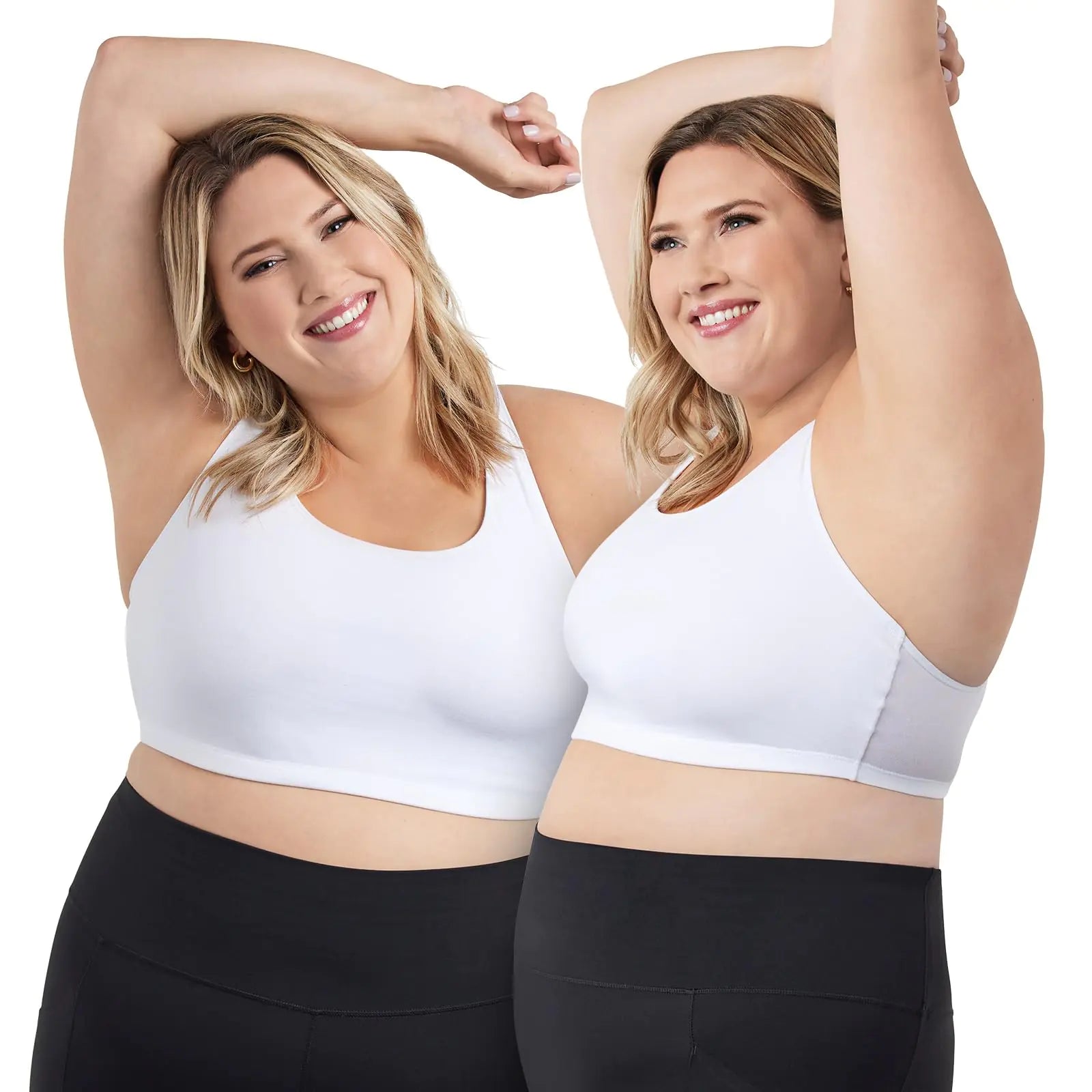 LEADING LADY Sports Bra for Women - The Serena Wirefree Sports Bra - White 2Pack by Endo33 Markets